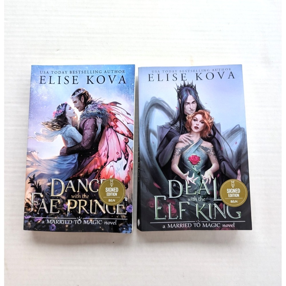 SIGNED Elise Kova Married to Magic Books 1 & 2 Paperback Elf King Fae Prince